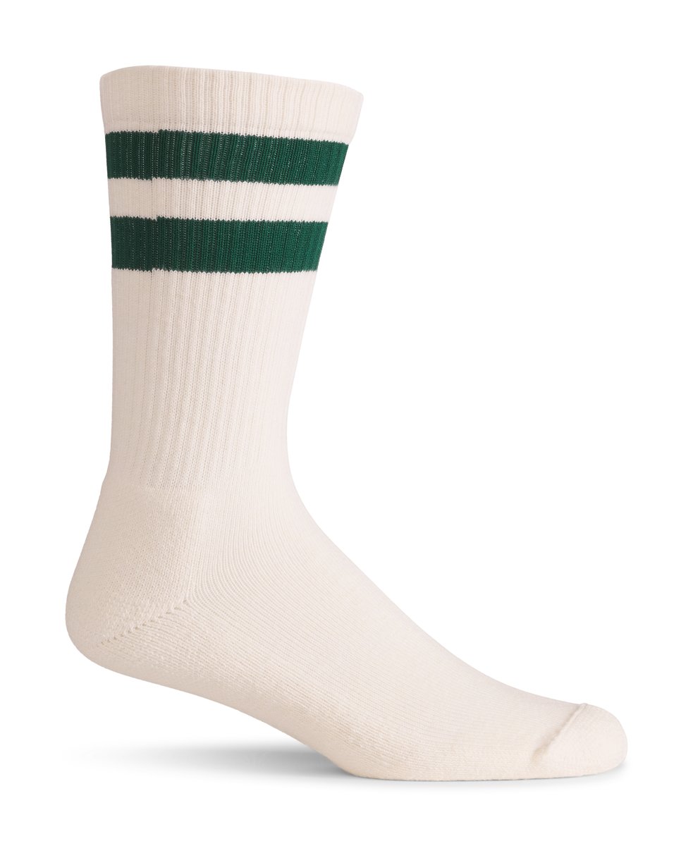 Cotton Socks Midweight Crew - Natural/Green