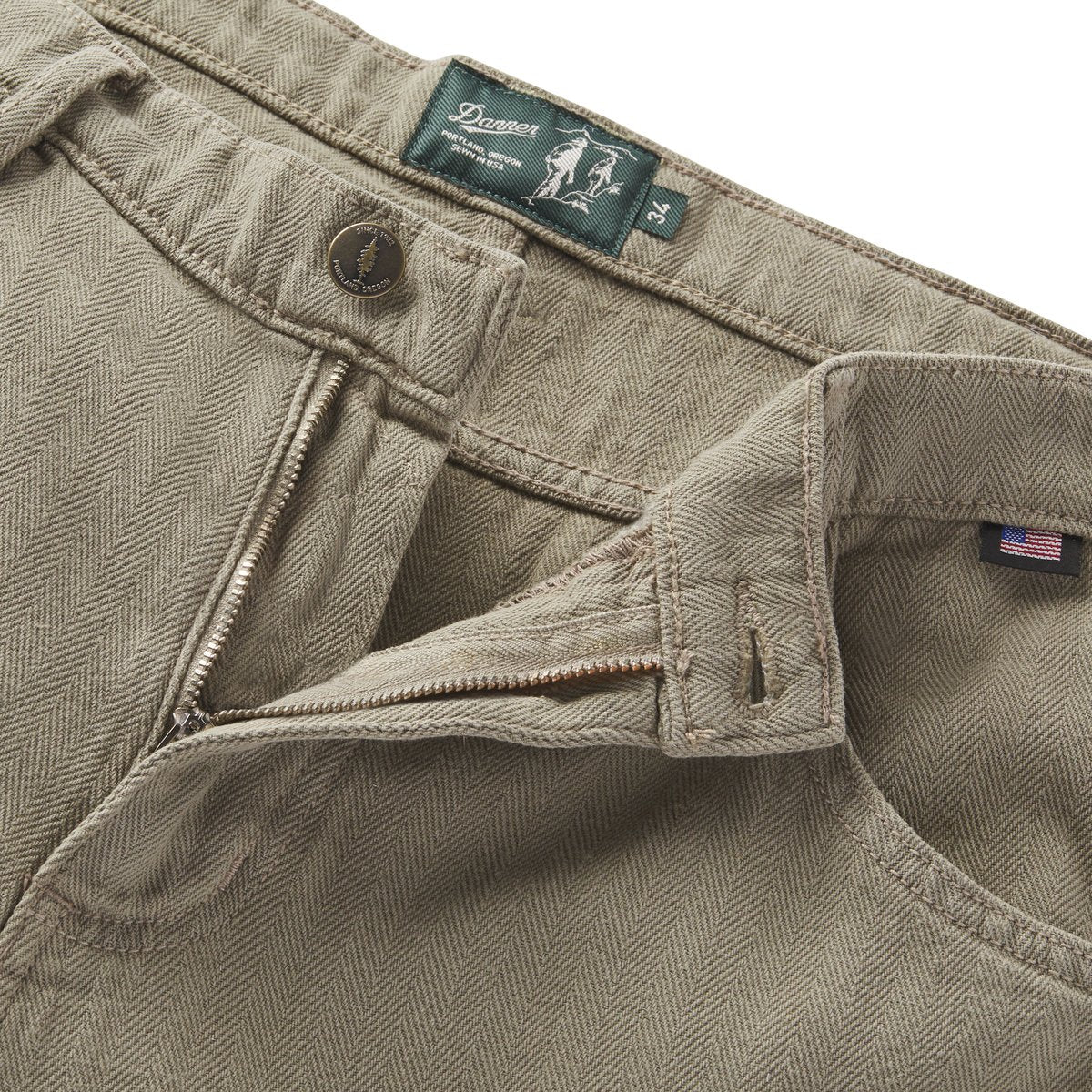 Kenton Double Knee Pants  Herringbone Dusty Olive