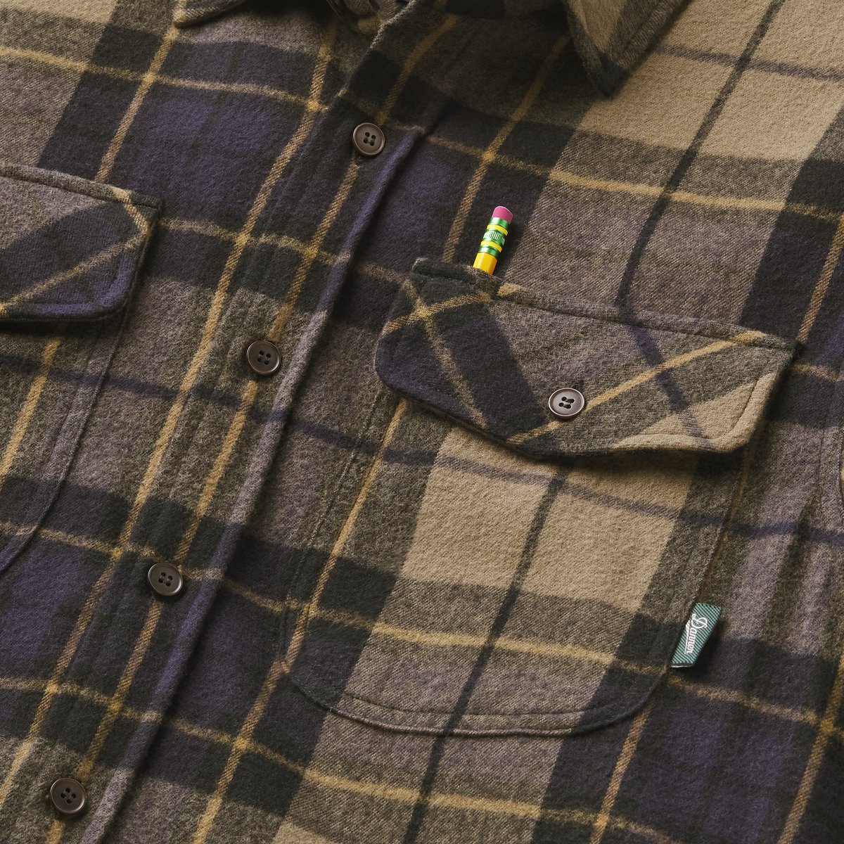 Cedar Mill Cotton Flannel Shirt  Navy/Olive Tartan Plaid