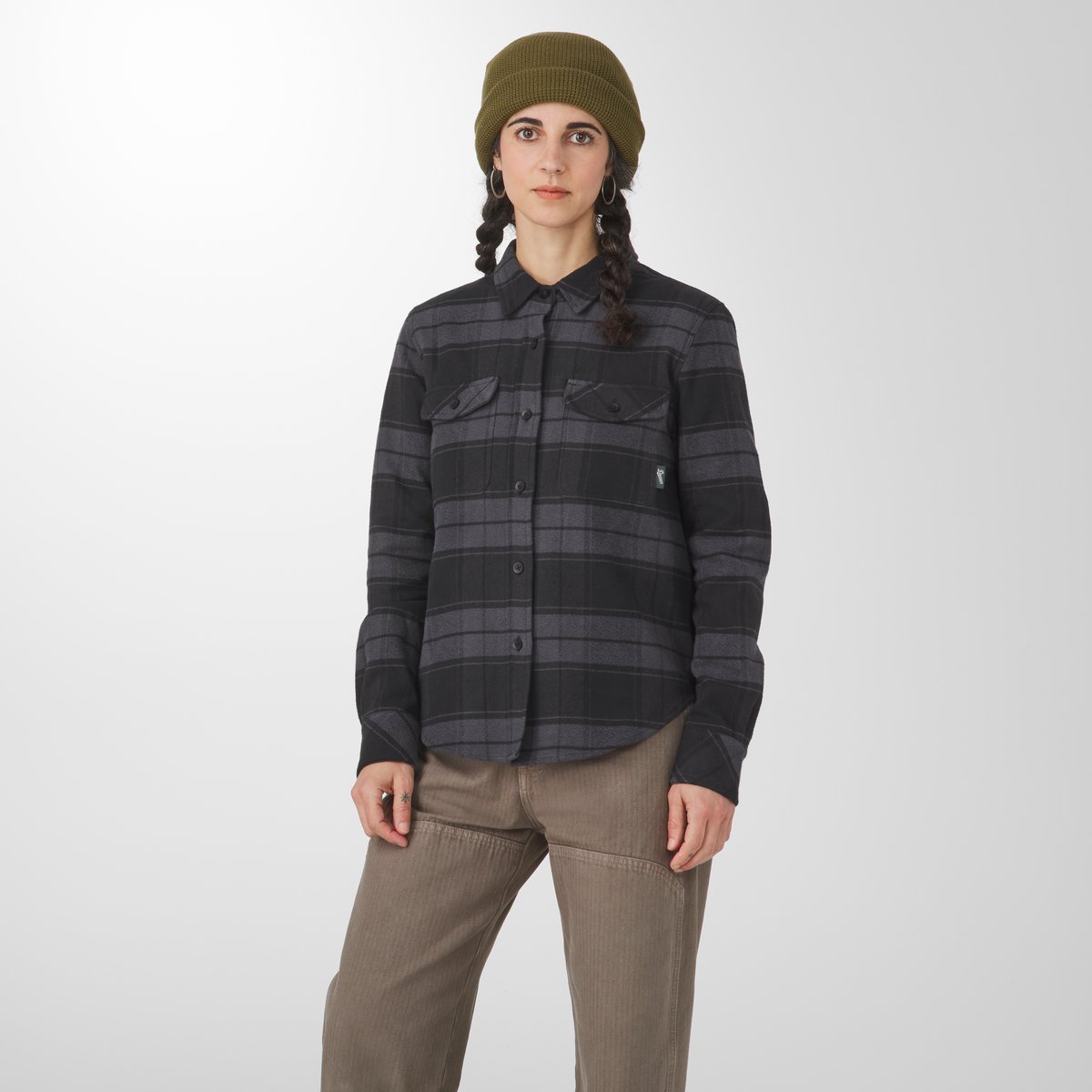 Sauvie Cotton Flannel Shirt  Black Plaid