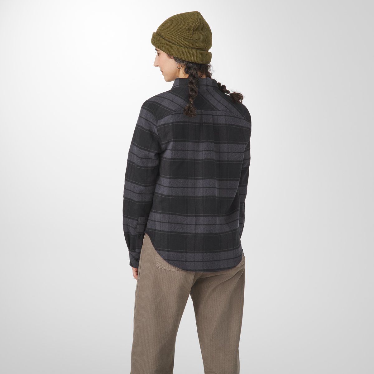 Sauvie Cotton Flannel Shirt  Black Plaid
