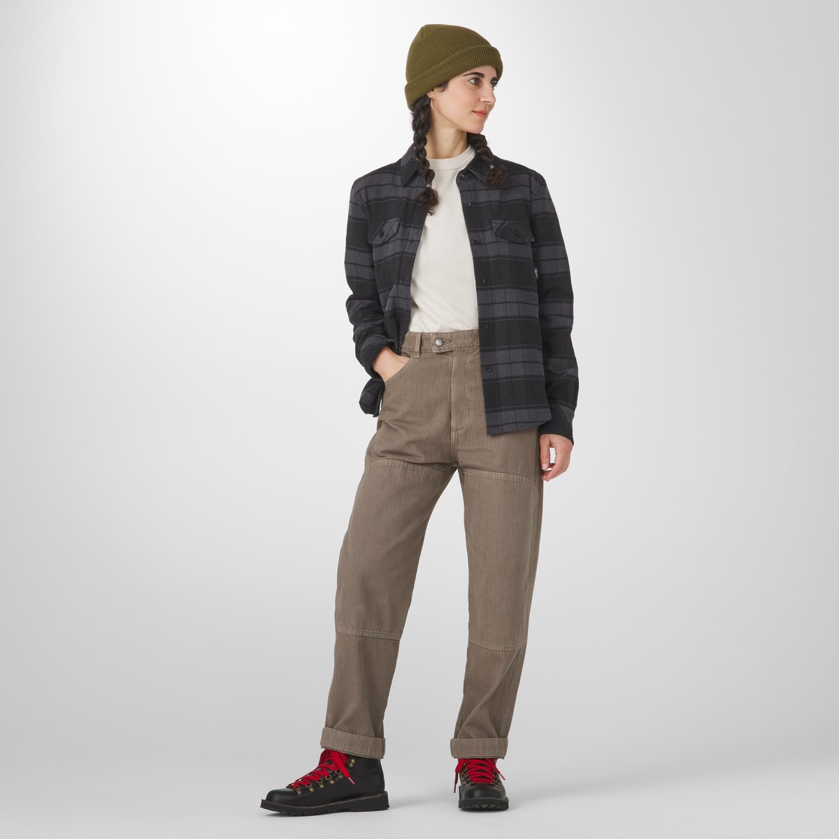 Sauvie Cotton Flannel Shirt  Black Plaid