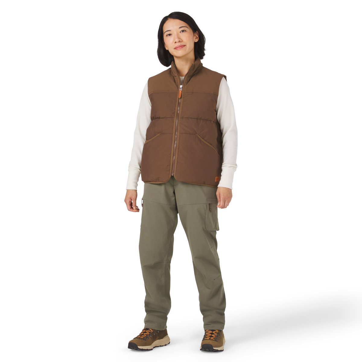 Zigzag Down Vest Dark Earth